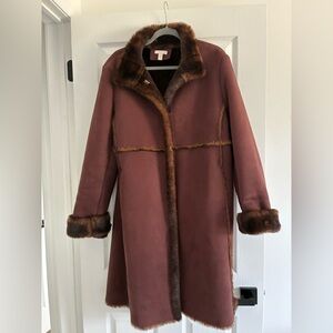 Charter Club Brown Faux-Fur Coat Size Large